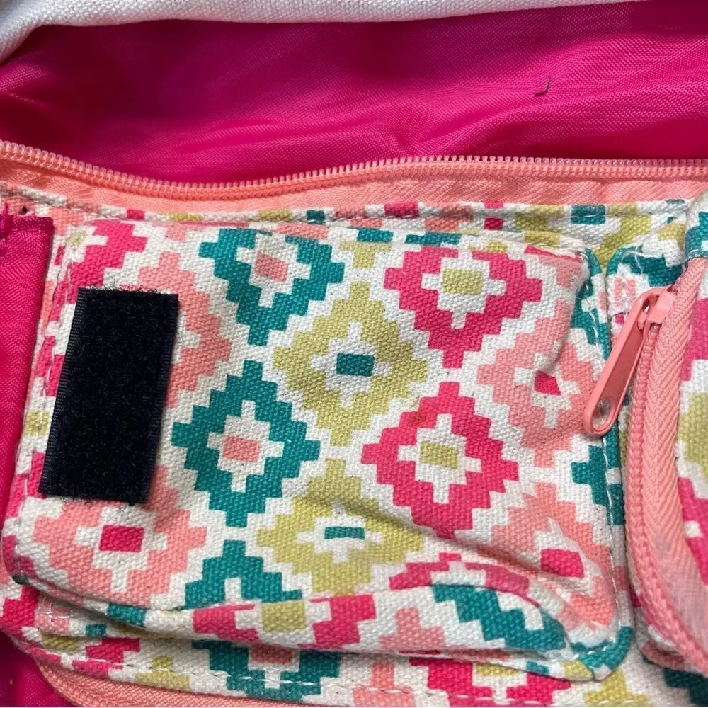 Kanu Rope sling back canvas multi color Green ,pink & Orange Aztec prints .